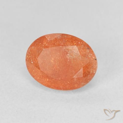 1.44 ct Orange Sunstone Stone, Natural Sunstone in Oval Facet Shape for Sale