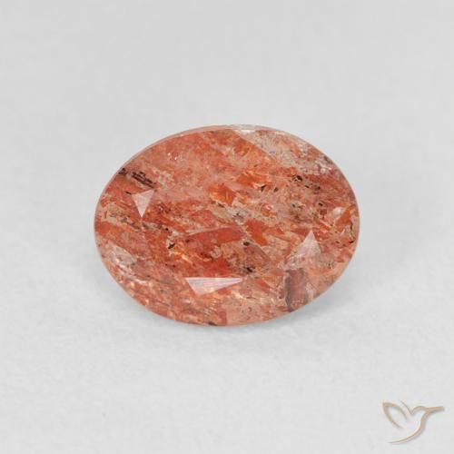 1.23ct Natural Reddish Orange Sunstone, Oval, Translucent, Photo A