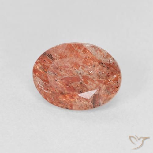 1.23 ct Orange Sunstone Stone, Natural Sunstone in Oval Facet Shape for Sale
