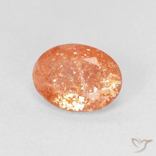1.09 ct Orange Sunstone Stone, Natural Sunstone in Oval Facet Shape for Sale