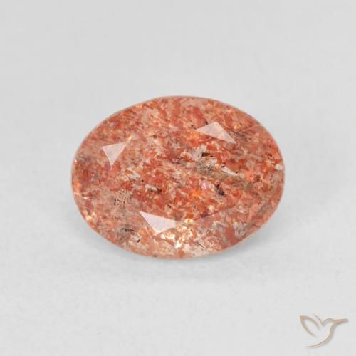 1.31ct Natural Reddish Orange Sunstone, Oval, Translucent