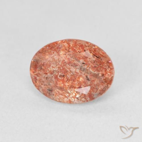 1.31 ct Orange Sunstone Stone, Natural Sunstone in Oval Facet Shape for Sale