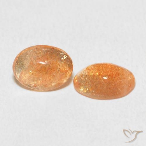 2.08 ctw Orange Sunstone Stones, Natural Sunstone in Oval Cabochon Shape for Sale