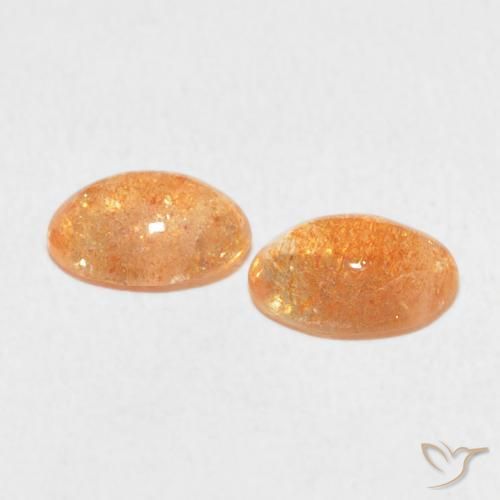Sunstone Gemstones in 8.2 x 6.3 mm Size for Sale, Sunstone Stones in Light Peach Orange Color