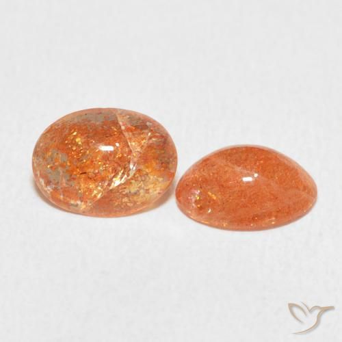 1.88 ctw Orange Sunstone Stones, Natural Sunstone in Oval Cabochon Shape for Sale