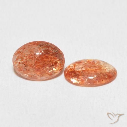 1.60 ctw Orange Sunstone Stones, Natural Sunstone in Oval Cabochon Shape for Sale