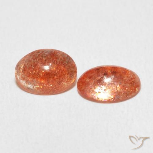 1.80 ctw Orange Sunstone Stones, Natural Sunstone in Oval Cabochon Shape for Sale