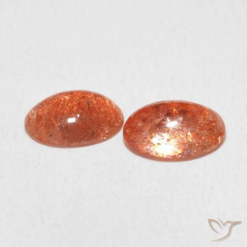 Sunstone Gemstones in 8 x 6 mm (calibrated) Size for Sale, Sunstone Stones in Grapefruit Orange Color
