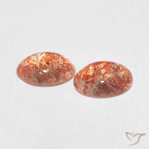 Sunstone Gemstones in 7.7 x 6.1 mm Size for Sale, Sunstone Stones in Medium Orange Color