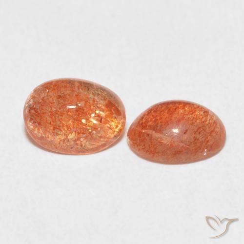 2.12 ctw Orange Sunstone Stones, Natural Sunstone in Oval Cabochon Shape for Sale