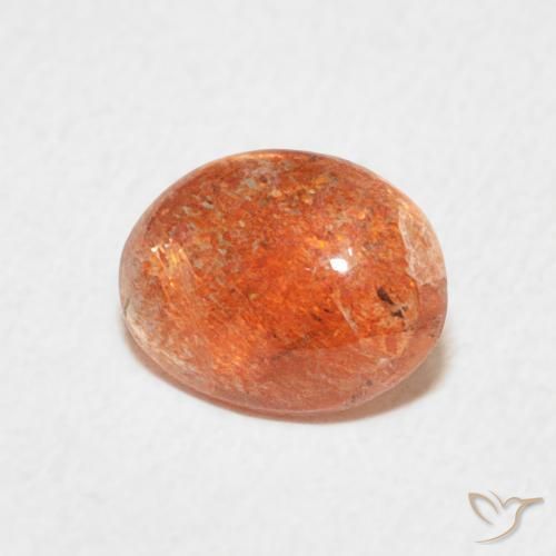 0.91 ct Orange Sunstone Stone, Natural Sunstone in Oval Cabochon Shape for Sale