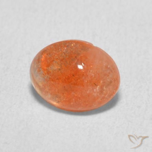 1.18 ct Orange Sunstone Stone, Natural Sunstone in Oval Cabochon Shape for Sale