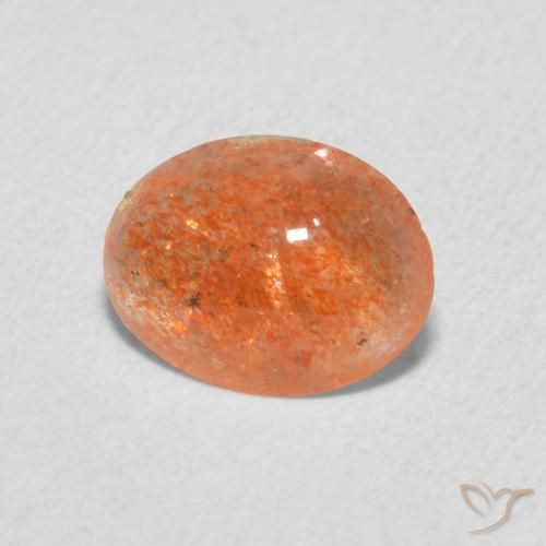 0.87 ct Orange Sunstone Stone, Natural Sunstone in Oval Cabochon Shape for Sale