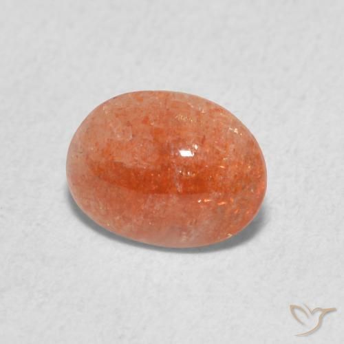 0.91 ct Orange Sunstone Stone, Natural Sunstone in Oval Cabochon Shape for Sale