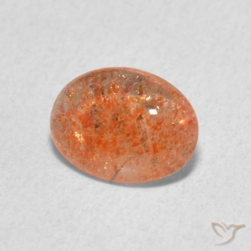 0.93 ct Orange Sunstone Stone, Natural Sunstone in Oval Cabochon Shape for Sale