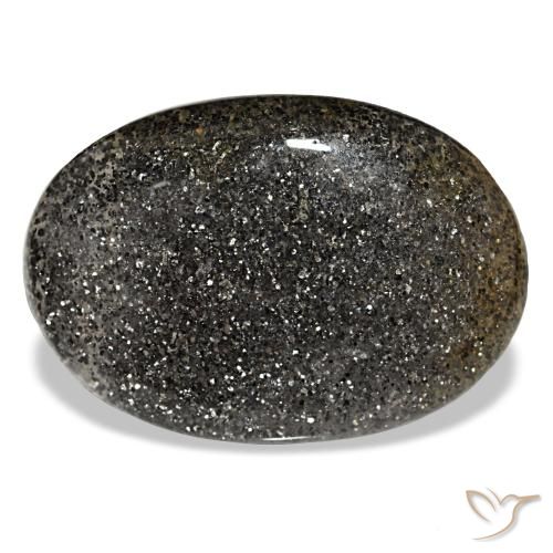 38.56 ct Black Sunstone Gemstone, Sunstone Gem in Oval Cabochon Shape for Sale.