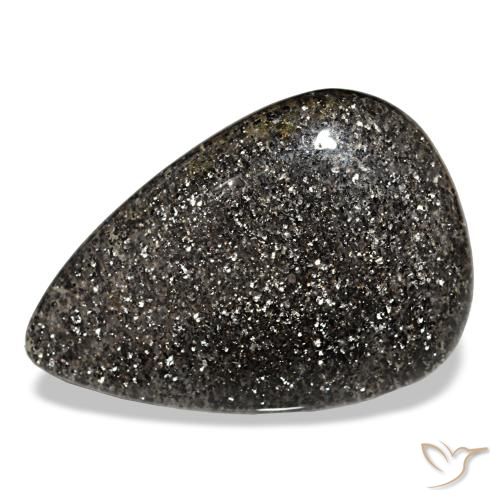 23.50 ct Black Sunstone Gemstone, Sunstone Gem in Pear Cabochon Shape for Sale.