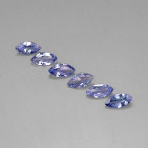 Lot de 6pc Tanzanites Bleu marquise facet de Tanzanie - Poids total 1,82 ct / moyenne 0,3 ct chaque, taille 7 x 3,5mm, couleur : Bleu marine moyen, dureté de Mohs 6.5 à 7 convient aux bijoux de tous les jours, pierre de sagesse, Pierre de naissance de décembre, Photo A