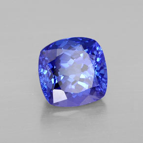 2.44 ct Blue Tanzanite Stone, Natural Tanzanite in Cushion-Cut Shape for Sale