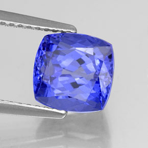 3.13 ct Blue Tanzanite Stone, Natural Tanzanite in Cushion-Cut Shape for Sale