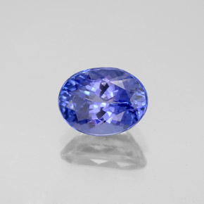 2.10 ct Blue Tanzanite Stone, Natural Tanzanite in Oval Facet Shape for Sale