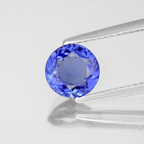 1.36 ct Blue Tanzanite Gemstone, Tanzanite Gem in Round Facet Shape for Sale.