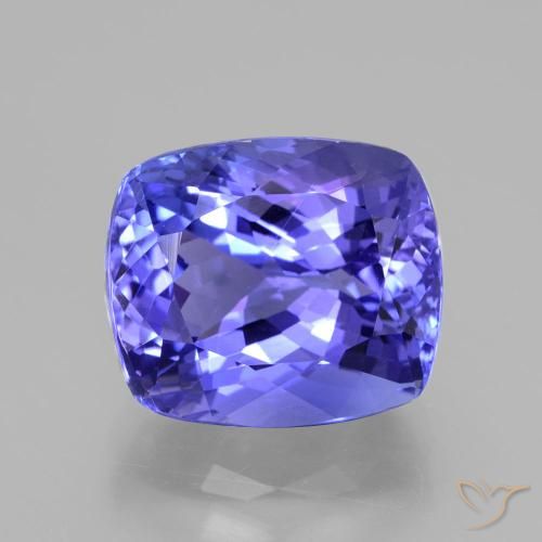 7,98 ct blauer Tansanit, 12,3 x 10,4 mm Kissenschliff aus Tansania, Photo A