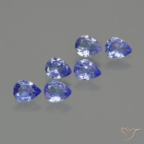 Lote de 6 piezas de Tanzanita Azul marino medio Pera de Tanzania - Peso 1,38 ct en total / promedio. 0,23 ct cada uno, Tamaño 5 x 3,9mm, Color: Azul marino medio, Dureza Mohs 6.5 - 7 Adecuado para joyas de uso diario, Piedra natal de diciembre, Photo A
