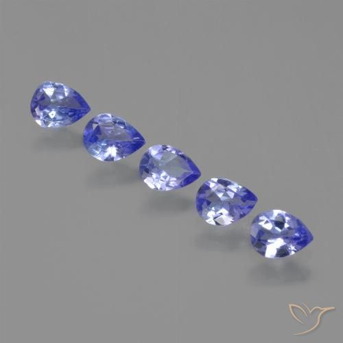 Lot de 5pcs Tanzanites Bleu de Tanzanie - Poids total 1,29 ct / moyenne 0,26 ct chacune, taille 4,9 x 3,8mm, couleur : Violet Bleu, dureté de Mohs 6.5 à 7 convient aux bijoux de tous les jours, pierre de sagesse, Pierre de naissance de décembre, Photo A