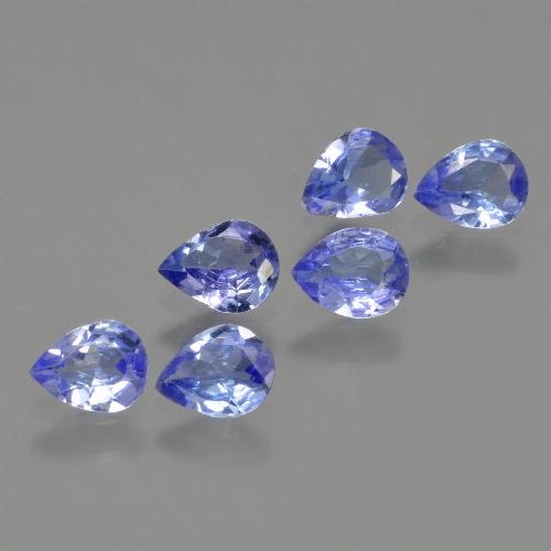 6 Stück birnenschliff blauer Tansanit Set aus Tansania - Gewicht 1,62 ct total / Durchschn. je 0,27 ct, Größe 5,2 x 4mm, Farbe: Intensives Violettblau, Mohs-Härte 6,5 - 7 Geeignet für den täglichen Gebrauch im Schmuck, Nur in Tansania zu funden, Photo A