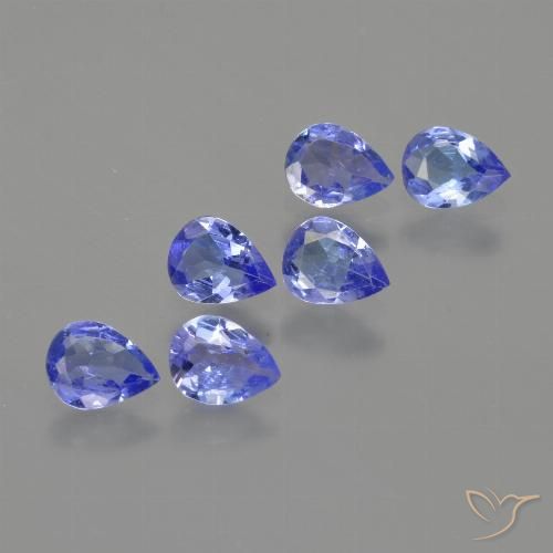 Lote de 6 piezas de Tanzania Azul Pera de Tanzania - Tamaño 5,1 x 4mm, peso 1,6 ct en total / promedio. 0,27 ct cada uno, Color: Azul violeta intenso, Dureza de Mohs 6.5 - 7 Adecuado para joyas de uso diario, Exhibe fuego excelente, Photo A
