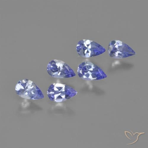 Lote de Tanzanita Pera de 6 piezas 5,1 x 3,2mm - Peso total de 1,3 ct / promedio. 0,22 ct cada uno, Color: Azul violeta, Dureza Mohs 6.5 - 7 Adecuado para joyas de uso diario, Piedra natal de diciembre, Photo A