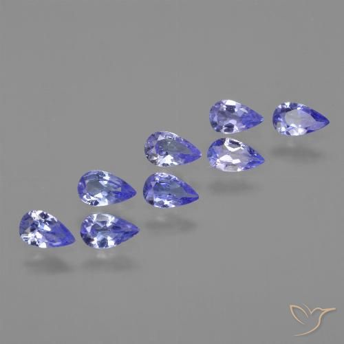 Lot of 8pc Pear Blue Tanzanite from Tanzania - Size 4.9 x 3mm, Weight 1.39ct total / avg. 0.17ct each, Color: Deep Blue, Mohs Hardness 6.5 - 7 suitable for daily wear jewelry, Only found in Tanzania, Photo A