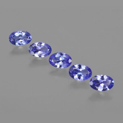 Lote de Tanzanita Ovalada de 5 piezas 6,1 x 4,1mm - Peso total de 2,27 ct / promedio. 0,45 ct cada uno, Color: Azul violeta intenso, Dureza Mohs 6.5 - 7 Adecuado para joyas de uso diario, Solo se encuentra en Tanzania, Photo A