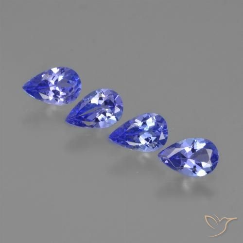 1.67 ctw Blue Tanzanite Gemstones, Tanzanite Gems in Pear Facet Shape for Sale.