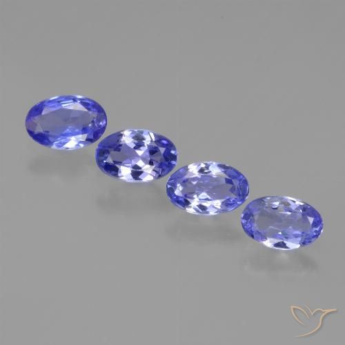 Lote de 4 piezas de Tanzanita Azul intenso Ovalada de Tanzania - Peso 1,58 ct en total / promedio. 0,4 ct cada uno, Tamaño 5,9 x 3,8mm, Color: Azul intenso, Dureza Mohs 6.5 - 7 Adecuado para joyas de uso diario, Piedra natal de diciembre, Photo A
