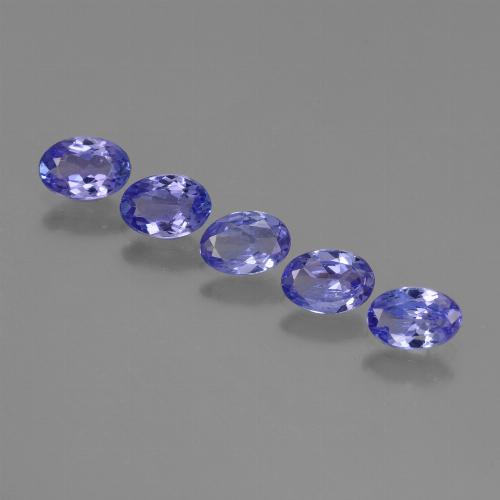 5pc Oval Blue Tanzanite Lot from Tanzania - Weight 1.79ct total / avg. 0.36ct each, Size 5.6 x 3.9mm, Color: Intense Violet Blue, Mohs Hardness 6.5 - 7 suitable for daily wear jewelry, December Birthstone, Photo A