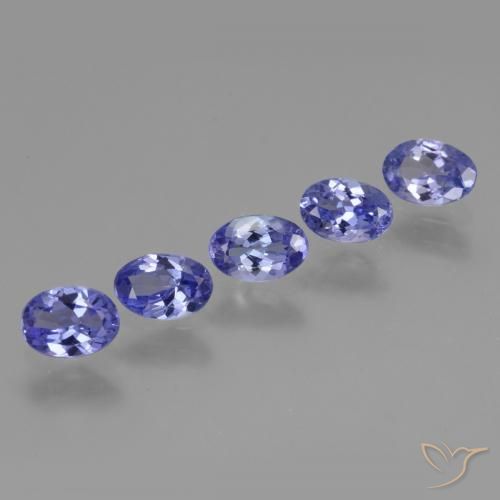 Lot de 5pcs Tanzanites Bleu oval facet de Tanzanie - Taille 6,1 x 4,2mm, poids total 2,8 ct / moyenne 0,56 ct chaque, couleur : Violet Bleu, dureté de Mohs 6.5 à 7 convient aux bijoux de tous les jours, pierre de sagesse, Pierre de naissance de décembre, Photo A