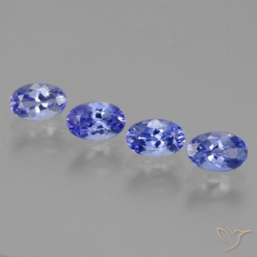 Lot de 4pc pièces de Tanzanites Violet foncé Bleu Ovale de Tanzanie, taille 6 x 3,9mm, poids total 1,95 ct / moyenne 0,49 ct chaque, dureté de Mohs 6.5 à 7 convient aux bijoux de tous les jours, pierre de sagesse, Pierre de naissance de décembre, Photo A