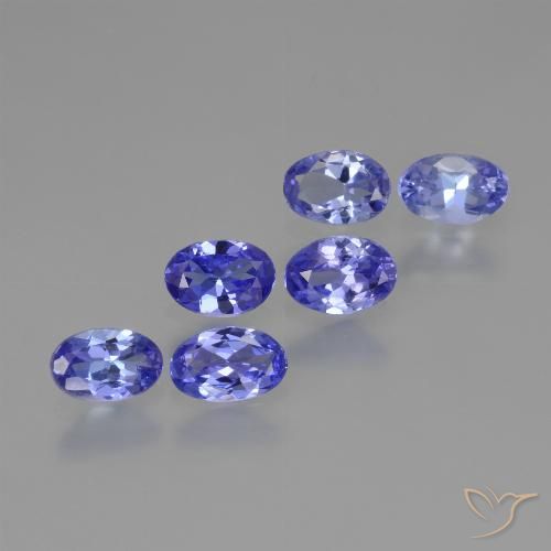 Lotto Tanzanite taglio ovale da 6 pezzi 5,6 x 3,7mm - Peso totale di 2,15 ct / avg. 0,36 ct ciascuno, colore: Intenso Viola Blu, durezza Mohs 6,5 - 7 adatto per gioielli da indossare ogni giorno, Pietra portafortuna di dicembre, Photo A