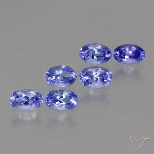 Lote de 6 piezas de Tanzania Azul Ovalada de Tanzania - Tamaño 6 x 4mm, peso 2,95 ct en total / promedio. 0,49 ct cada uno, Color: Azul violeta intenso, Dureza de Mohs 6.5 - 7 Adecuado para joyas de uso diario, Exhibe fuego excelente, Photo A