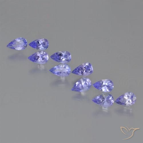 Lote de Tanzanita Pera de 10 piezas 5,2 x 3,2mm - Peso total de 2,34 ct / promedio. 0,23 ct cada uno, Color: Violeta, Dureza Mohs 6.5 - 7 Adecuado para joyas de uso diario, Desbloquea el Chakra de la Garganta, Photo A