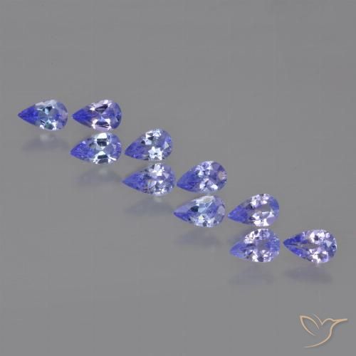 Lote de 10 piezas de Tanzanita Azul violeta intenso Pera de Tanzania - Tamaño 5,1 x 3,2mm, peso 2,03 ct en total / promedio. 0,2 ct cada uno, dureza de Mohs 6.5 - 7 Adecuado para joyas de uso diario, Regalo masai de los dioses, Photo A