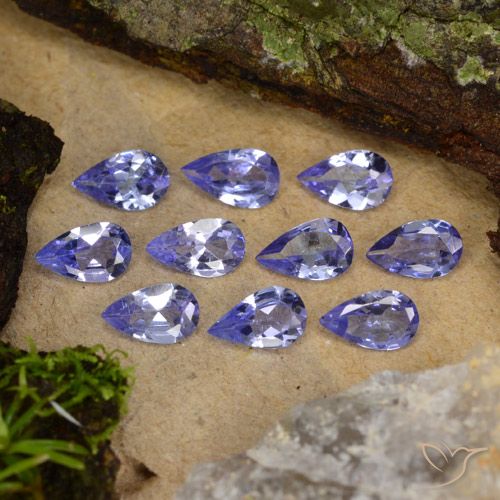 Lote de 10 piezas de Tanzanita Violeta Pera de Tanzania - Peso 1,91 ct en total / promedio. 0,19 ct cada uno, Tamaño 5,1 x 3,2mm, Color: Violeta, Dureza Mohs 6.5 - 7 Adecuado para joyas de uso diario, Simboliza la empatía y la comunicación., Photo A
