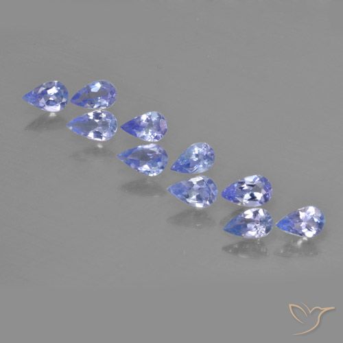 Lote de 10 piezas de Tanzanita Azul Corte en forma de pera de Tanzania - Tamaño 4,9 x 2,9mm, peso 1,64 ct en total / promedio. 0,16 ct cada uno, Color: Azul violeta, Dureza Mohs 6.5 - 7 Adecuado para joyas de uso diario, Exhibe fuego excelente, Photo A