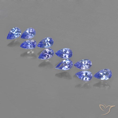 Lote de Tanzanita Pera de 10 piezas 5,1 x 3,2mm - Peso total de 2,16 ct / promedio. 0,22 ct cada uno, Color: Azul púrpura intenso, Dureza Mohs 6.5 - 7 Adecuado para joyas de uso diario, Desbloquea el Chakra de la Garganta, Photo A