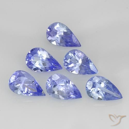 Lot de 6pc pièces de Tanzanites Bleu violet intense Poire de Tanzanie, taille 5 x 3,1mm, poids total 1,35 ct / moyenne 0,23 ct chaque, dureté de Mohs 6.5 à 7 convient aux bijoux de tous les jours, pierre de sagesse, Symbolise l'empathie et la communication, Photo A