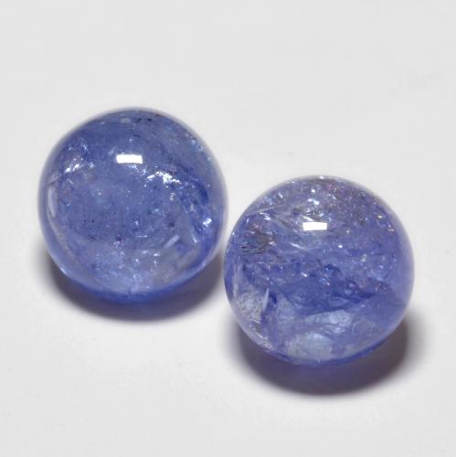 Bleu violet intense Tanzanite gemme - 2ct Cabochon rond (ID: 575422)