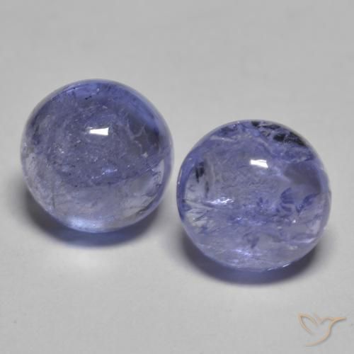 Silverish Blue Tanzanite Gem - 1.2ct Round Cabochon (ID: 585133)