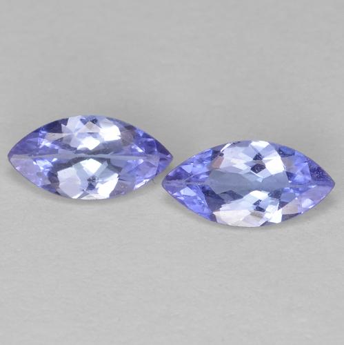 2 Tanzanites Marquise assorties de 7,1 x 3,6mm, poids total de 0,62 ct / moyenne de 0,31 ct chacune, Bleu violet intense à pureté vvs-vs, pierre gemme naturelle , dureté Mohs de 6.5 à 7 convient aux bijoux de tous les jours, pierre de sagesse, Expose un excellent feu, Photo A